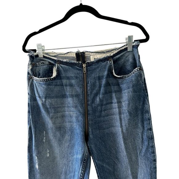 Reformation Zipper Jean Celtic Blue Size 28 Y2K Contrast Pockets Frayed Contrast - Picture 4 of 14